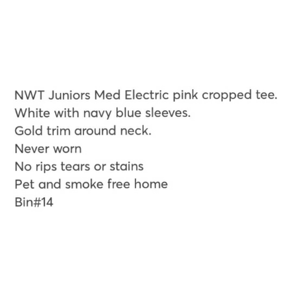 NWT Jrs Medium Electric Pink Cropped Tshirt - Picture 5 of 5